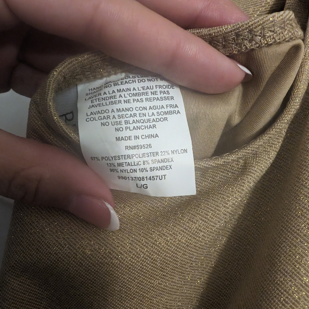 BECCA Metallic Gold V-Neck One-Piece Swimsuit - Picture 6 of 6